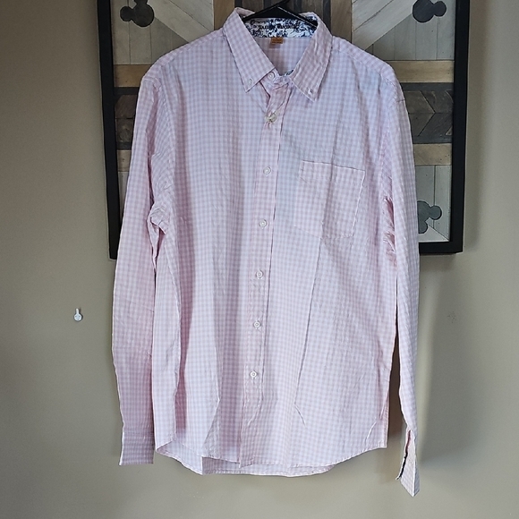 Tailor Vintage Other - Tailor Vintage Airotec Flamingo Gingham Light Pink Checkered Button Down Shirt